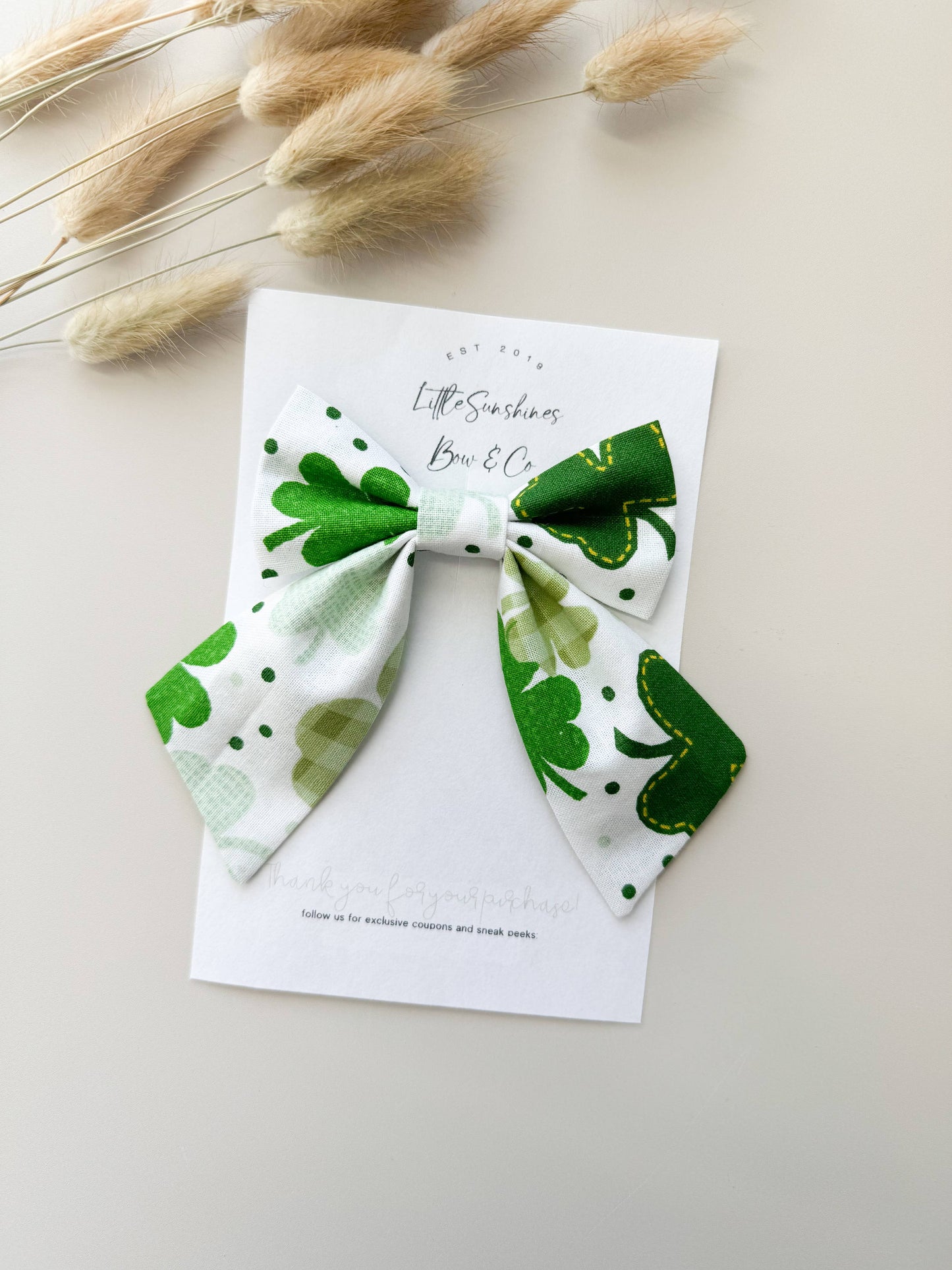 Little Sunshines Bow & Co - Plaid Clovers St Patricks Day Sailor Bow: Small Sailor Bow