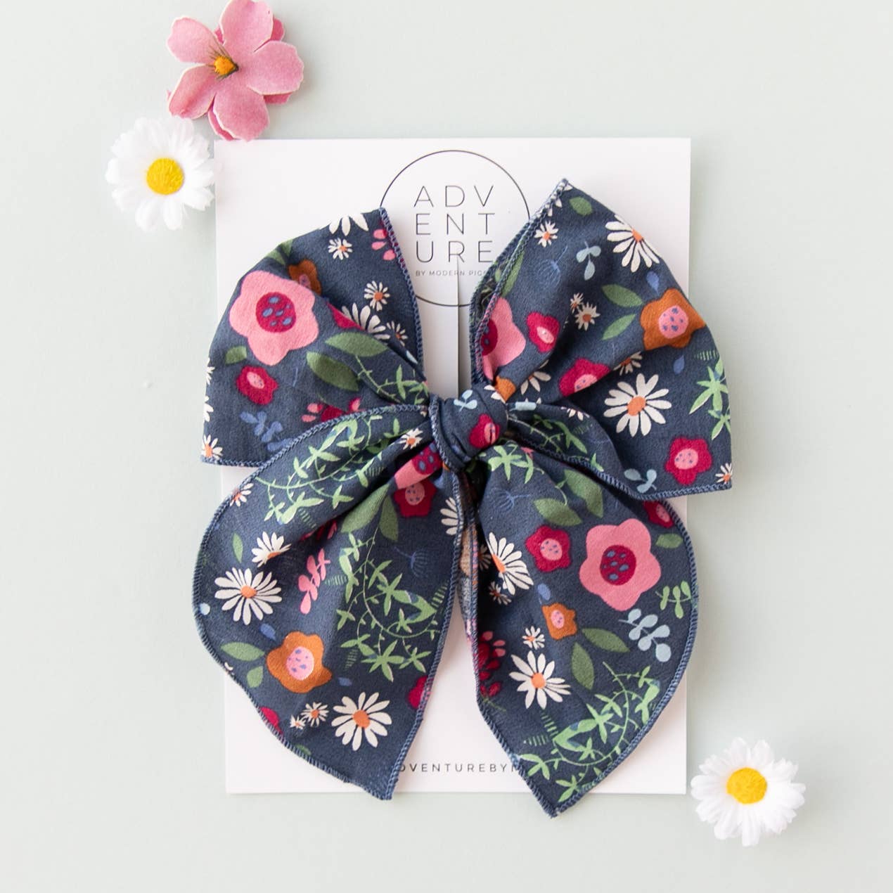 Modern Piggy - August - Floral | Party Bow: Alligator Clip