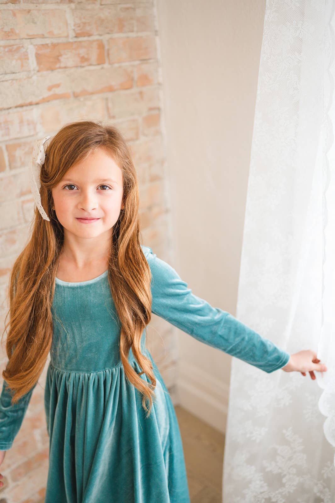 Ollie Jay - Gwendolyn Dress in Aspen Blue Velvet: 18/24m