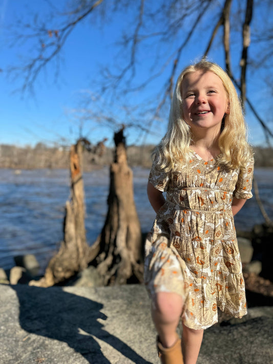 Vignette - Indigo Dress in Golden Floral: 12-18m