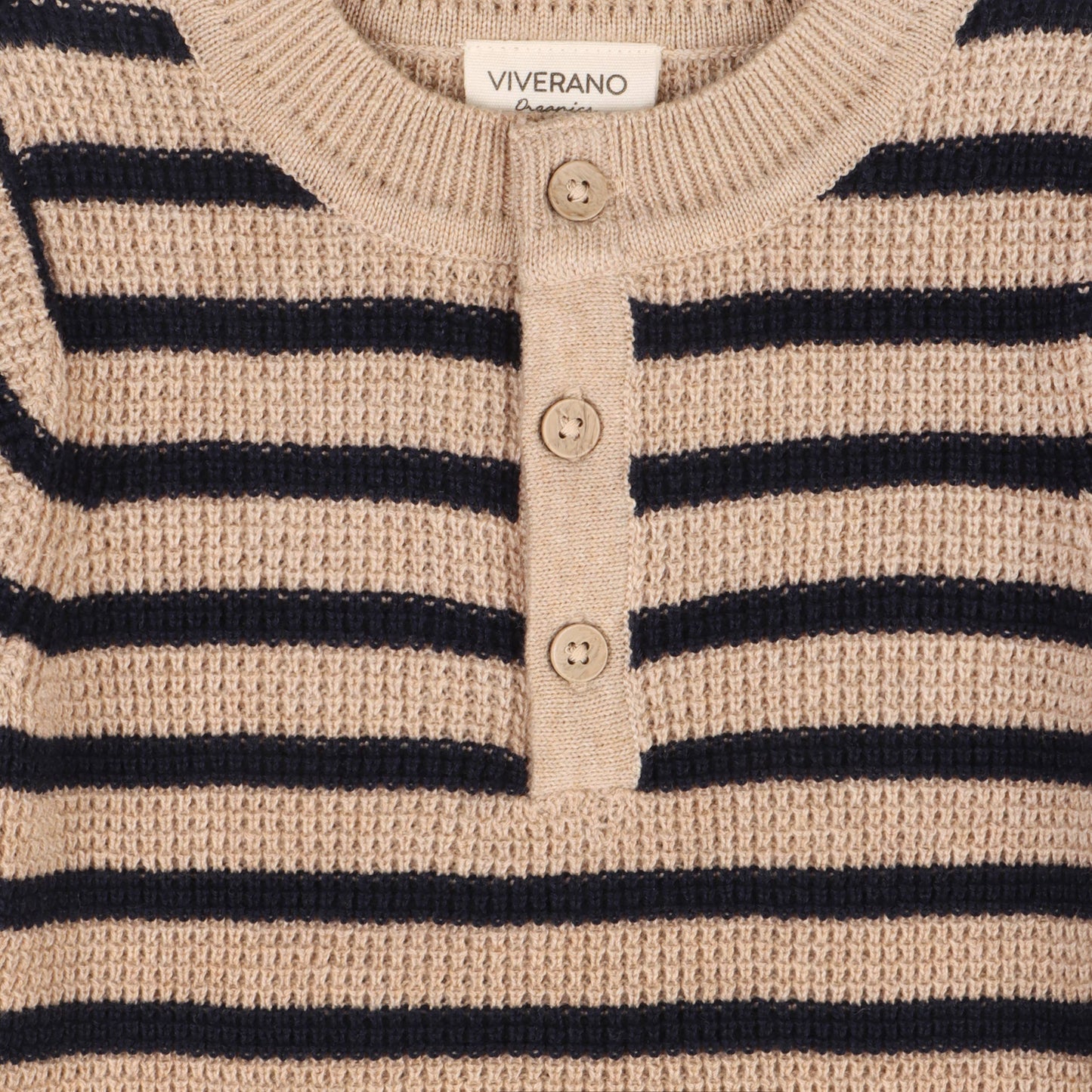 Viverano Organics - Navy Stripe Chunky Sweater Knit Baby Jumpsuit (Organic): Navy Blue Stripe / 12-18M