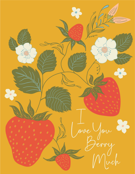 Amicreative - Strawberry Love Greeting Card - Love and Valentines Day: Single