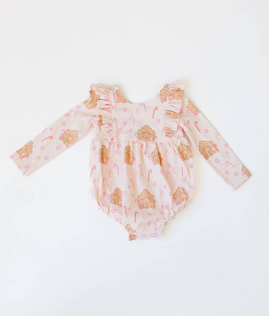 Ollie Jay - Leah Romper in Gingerbread | Baby Bubble | Christmas: 6/12m