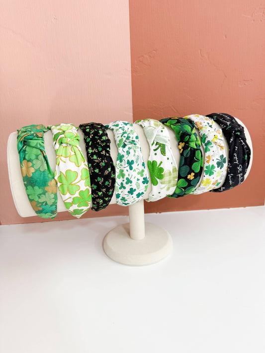 Little Sunshines Bow & Co - St Patricks Day Topknot Headbands : Plaid Clovers