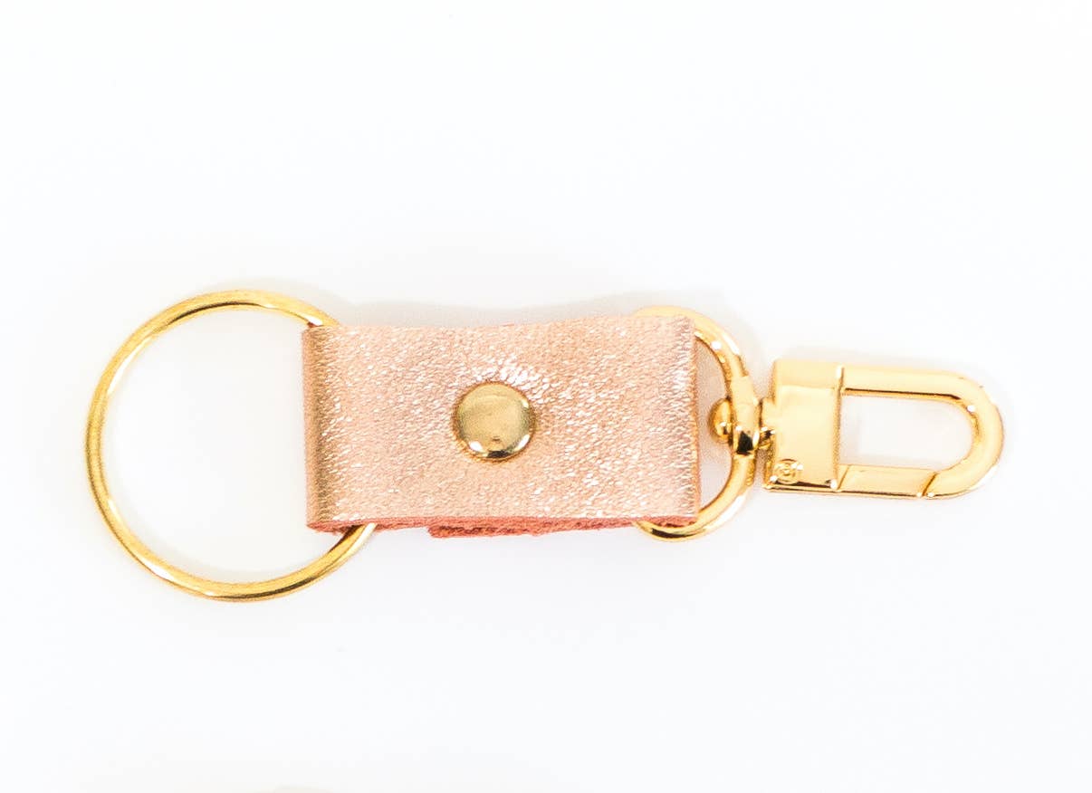 Beaudin - Key Chain In Leather, Hair on Hide: Rose Gold