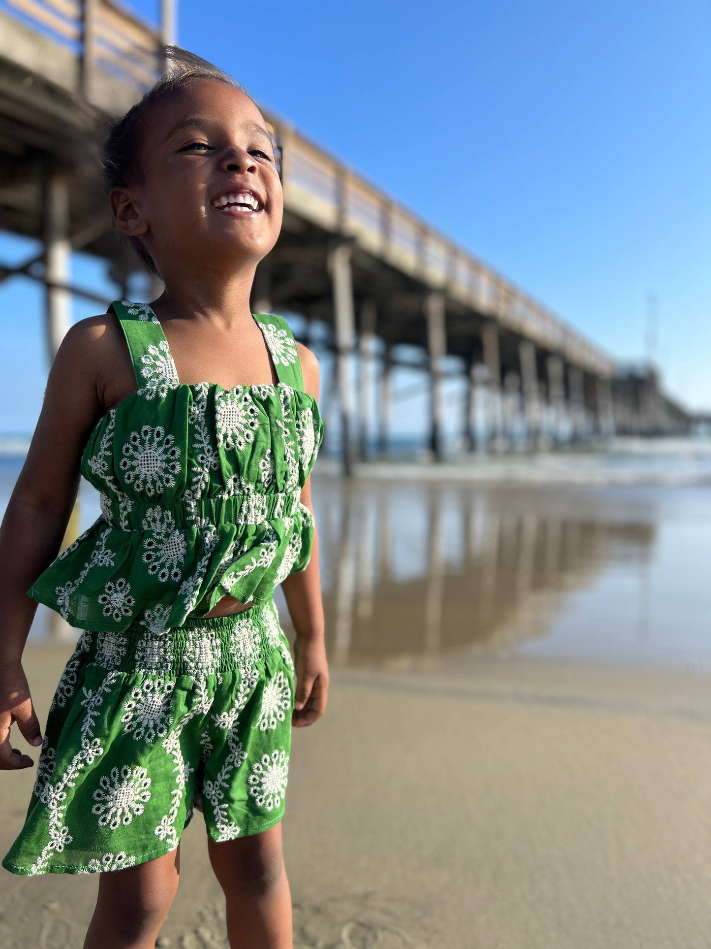 Vignette - Jessie Shorts in Green Eyelet: 7
