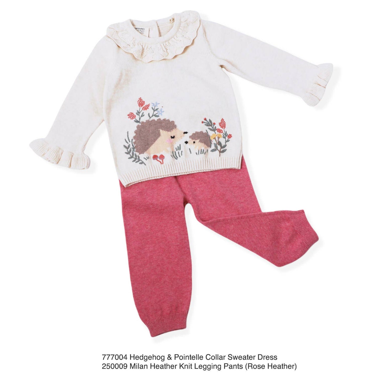 Viverano Organics - Hedgehog & Pointelle Collar Sweater Pullover(Organic Cotton): Oatmeal Heather / 3-6M