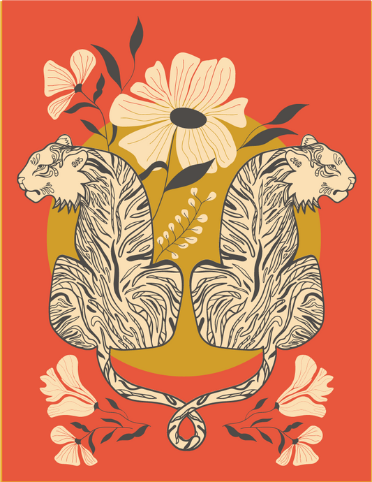 Amicreative - Entwined Tiger Love & Friendship Greeting Card: Single