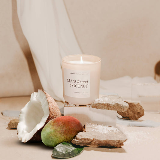 Sweet Water Decor - Mango and Coconut 15 oz Soy Candle, Matte Jar