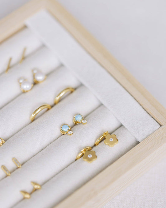 Coast and Cove - Gold Flower Crystal Drop Huggie