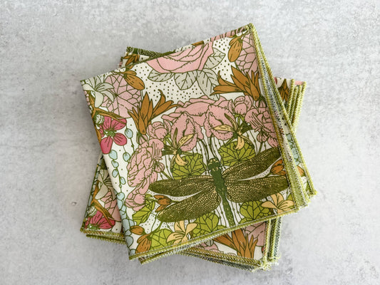 Dot and Army - Dragonfly Garden Cloth Napkins, set of four: 18in Everyday