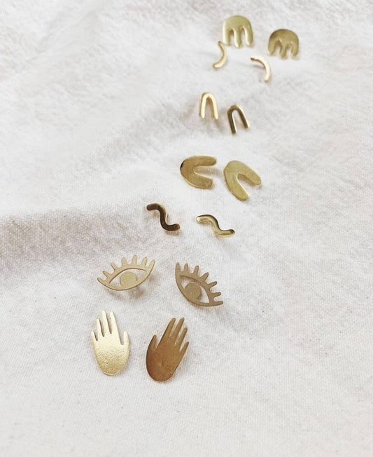 Whiskey + Wine - Maeve Brass Earrings