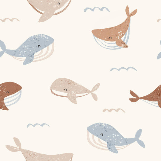 Viverano Organics - Whales Henley Baby Short Romper (Organic Muslin): 6-12M / Natural