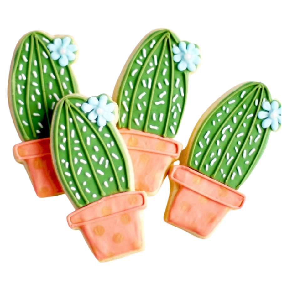Sweet Sanctions LLC - Potted Cactus Cookie Set: 3 Round