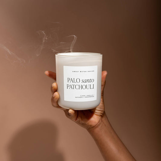 Sweet Water Decor - Palo Santo Patchouli 15 oz Soy Candle, Matte Jar