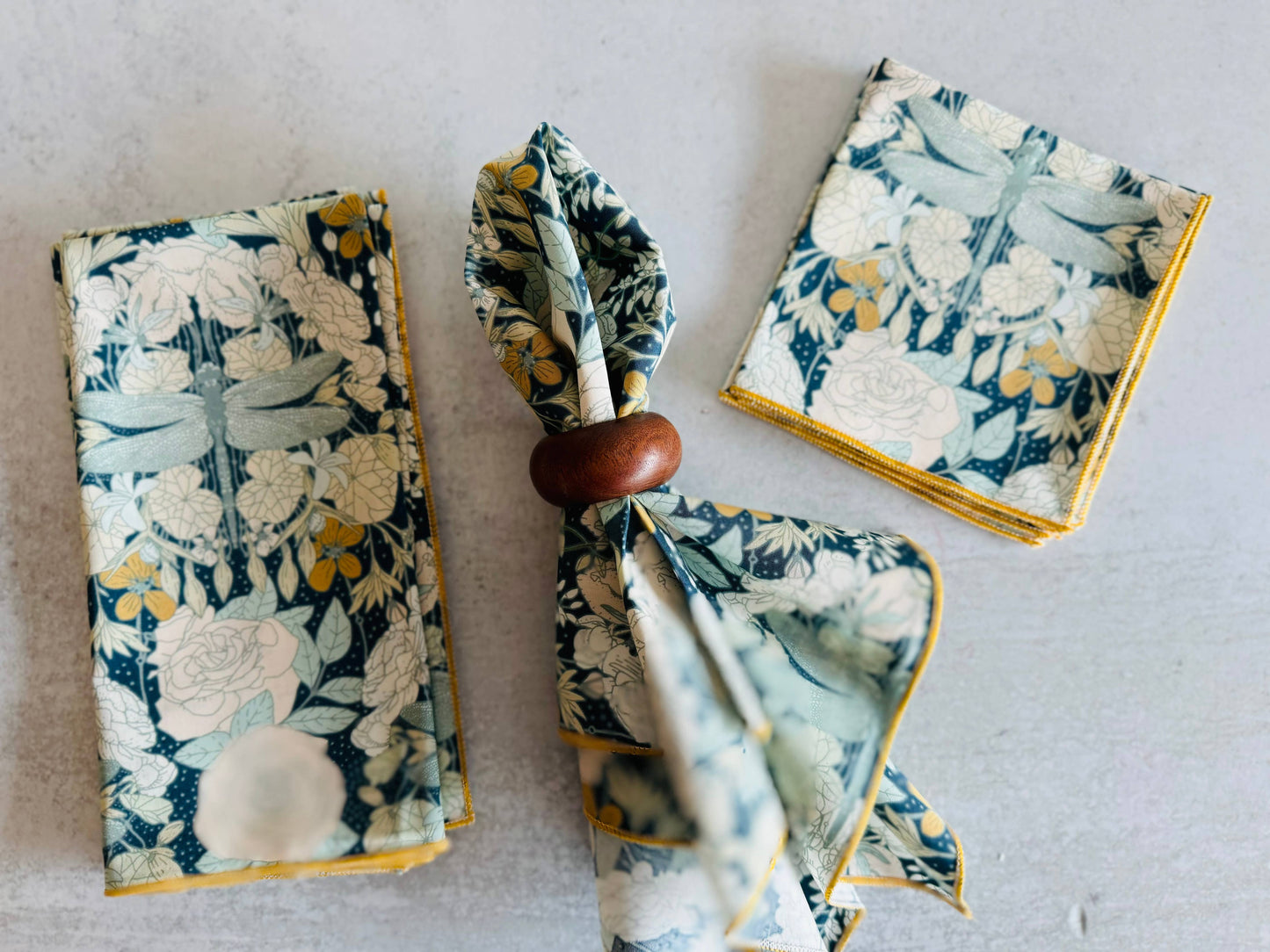 Dot and Army - Dragonflies at Twilight Cloth Napkins, set of four: 10inch cocktail