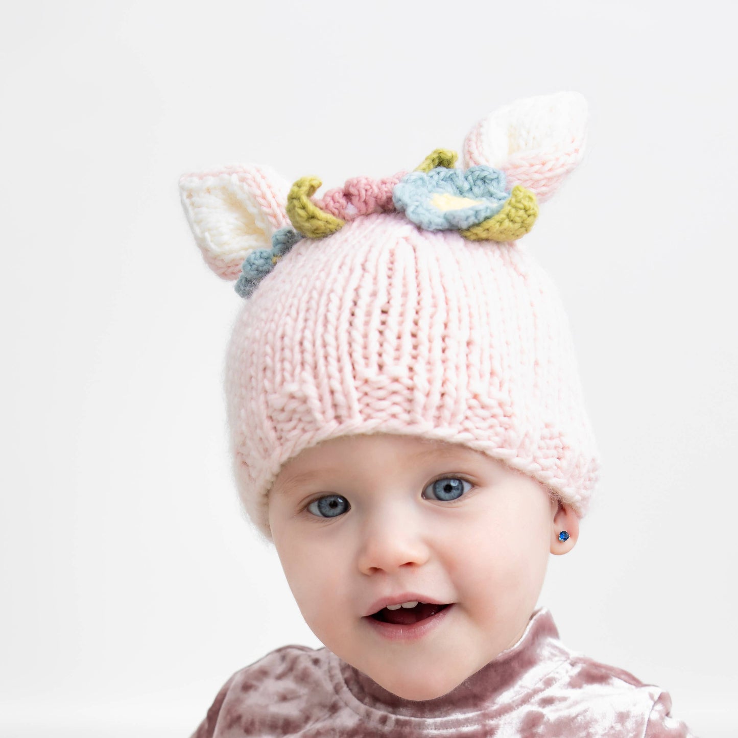 Huggalugs - Flower Bunny Beanie Blush/Multi Baby & Kids: Small (0-6 months)