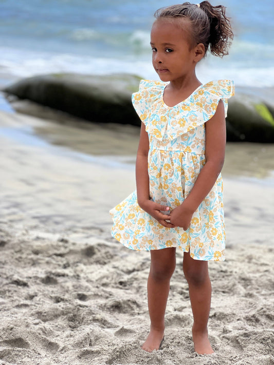 Vignette - Harper Dress in Gold Meadow: 6-9m