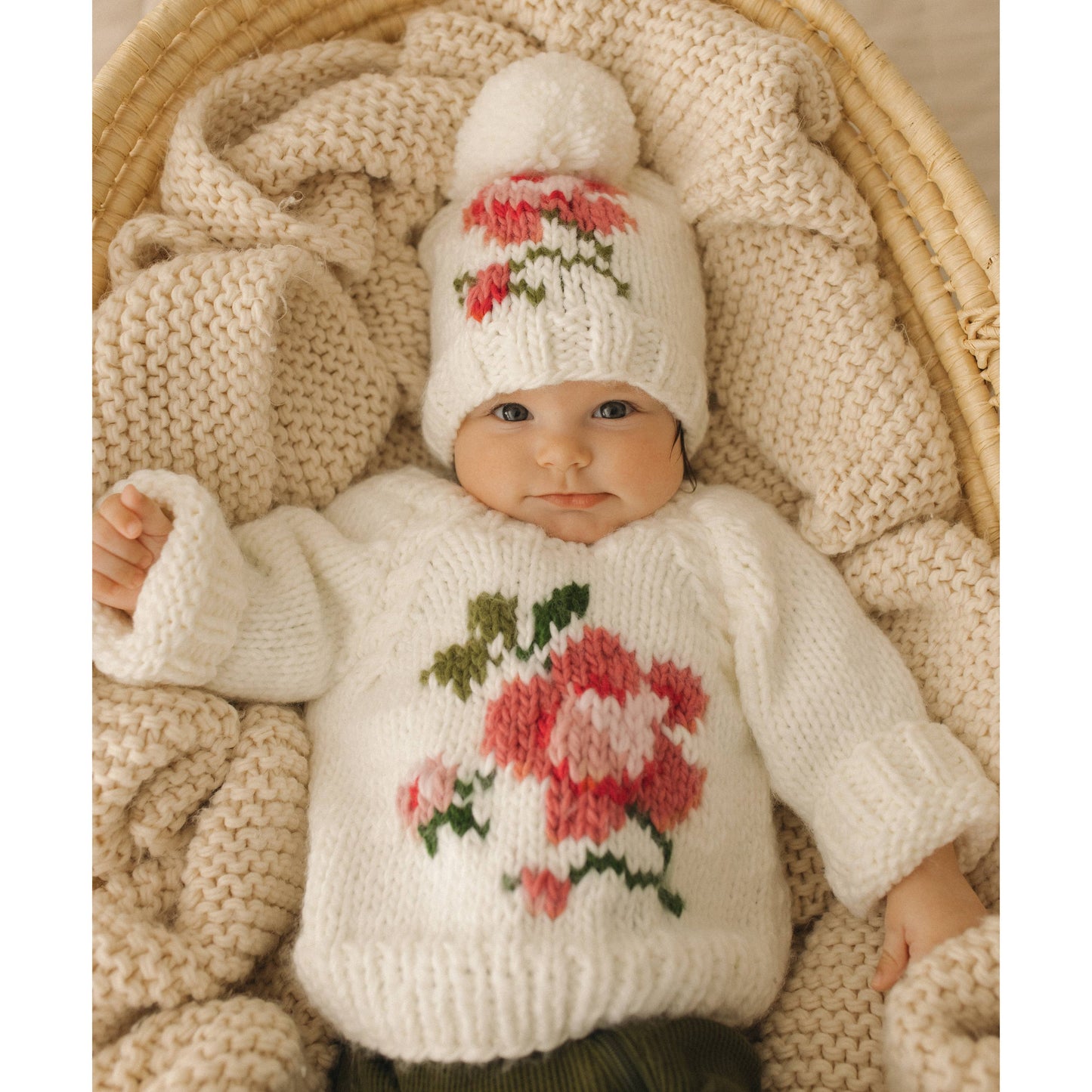 Huggalugs - Rose Crew Neck Sweater for Baby & Toddler: 0-6 months