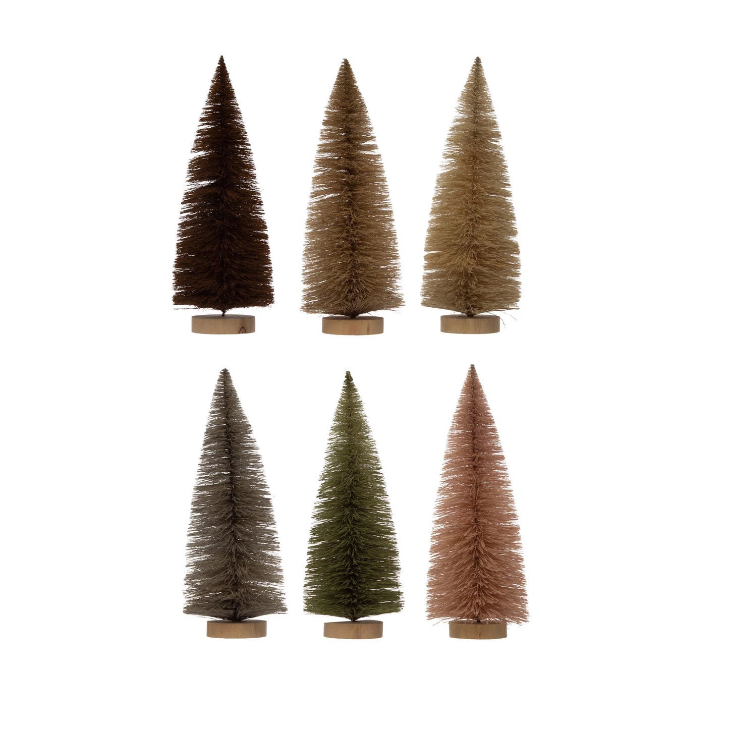 Round x 12"H Sisal Bottle Brush Tree with Wood Base, 6 Colors