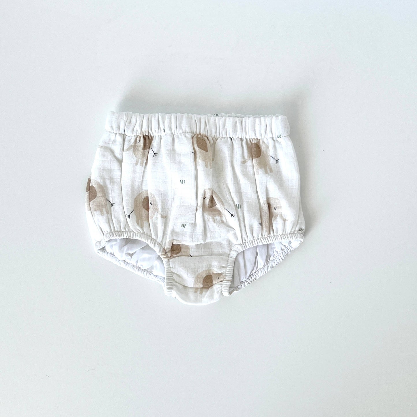 Viverano Organics - Elephant Ruffle & Button Baby Dress+Bloomer (Organic Muslin): Natural / 12-18M