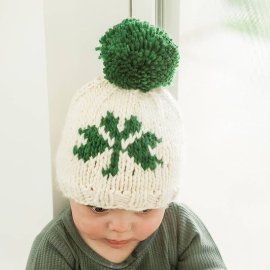 Huggalugs - Shamrock St. Patrick's Day Hand Knit Beanie Hat Baby & Kids: L (2-6 years)