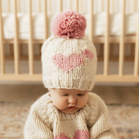 Huggalugs - Sweetheart Knit Beanie Hat Rosy Baby & Kids: S (0-6 months)