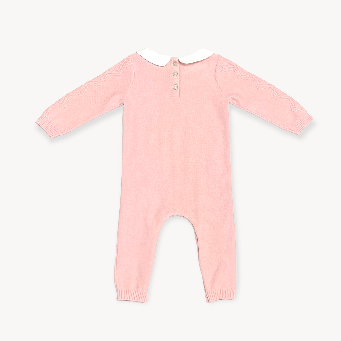 Viverano Organics - Milan Knit Peter Pan Chevron Baby Jumpsuit (Organic): Heather Grey / 3-6
