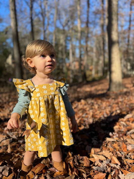 Vignette - Opal Dress in Gold Embroidery: 3-6m