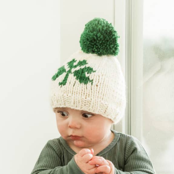 Huggalugs - Shamrock St. Patrick's Day Hand Knit Beanie Hat Baby & Kids: L (2-6 years)