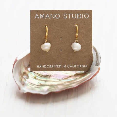 Amano Studio - Fresh Water Pearl on Huggie Hoops