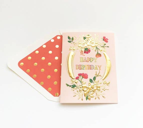 The First Snow - Happy Birthday Gold Emboss Cartouche