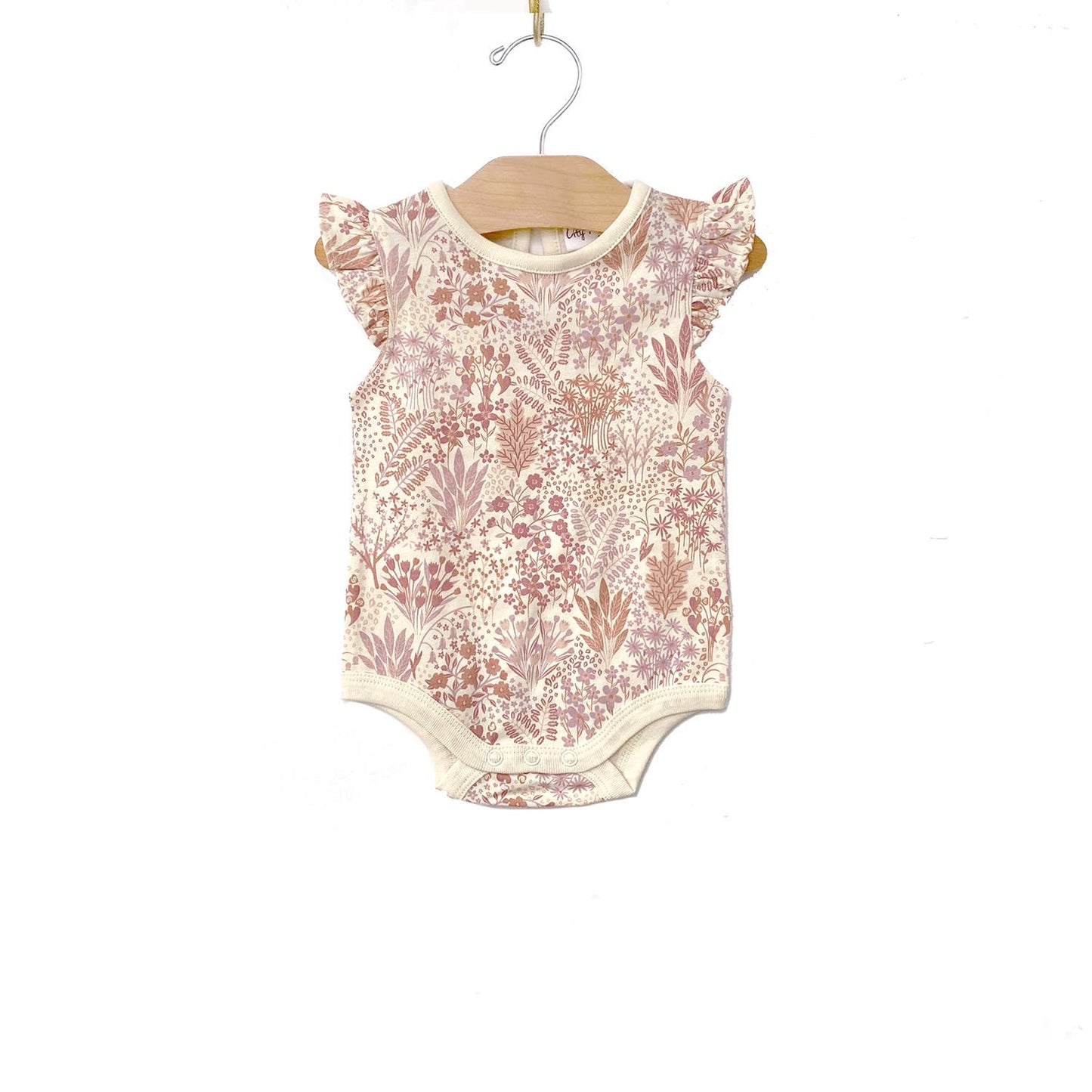 City Mouse Studio - Flutter Sleeve Bodysuit- Pastel Gardens 12-18M
