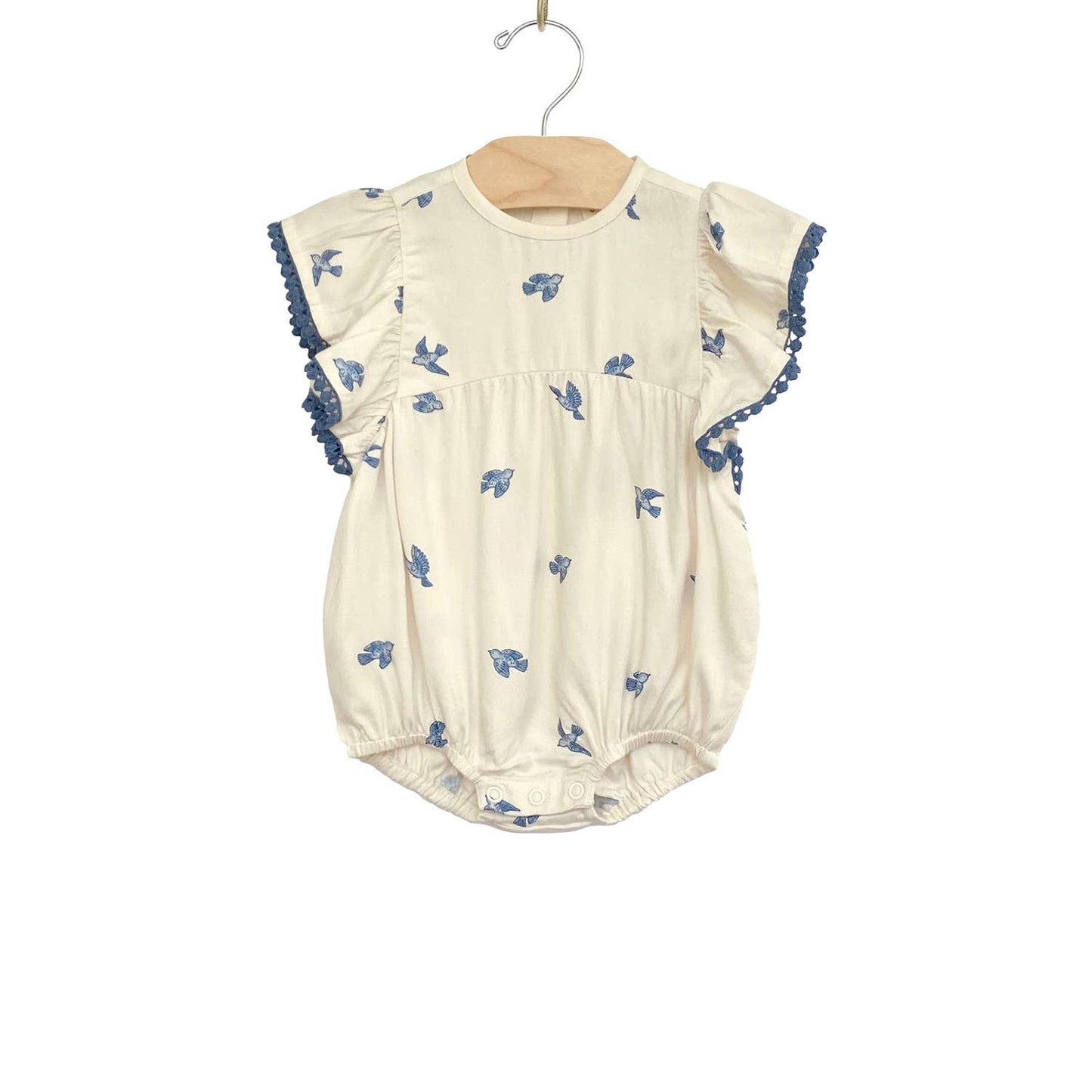 City Mouse Studio - Flutter Romper- Bluebirds 18-24 M