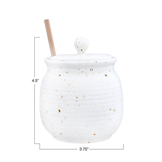 Speckled Honey Jar with Honey Dipper