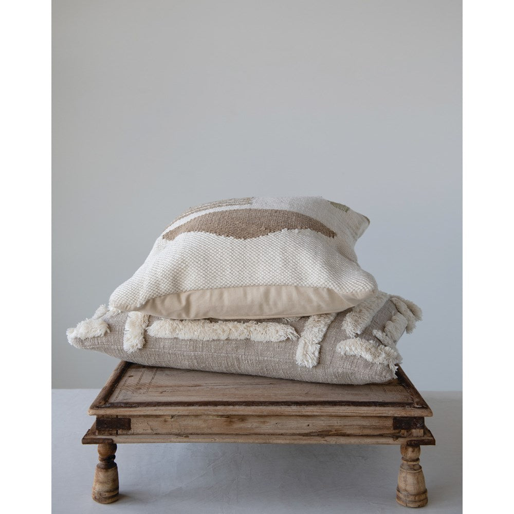 Tufted & Woven Cotton Lumbar Pillow
