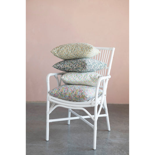 Cotton Printed Pillow with Ditsy Floral Pattern