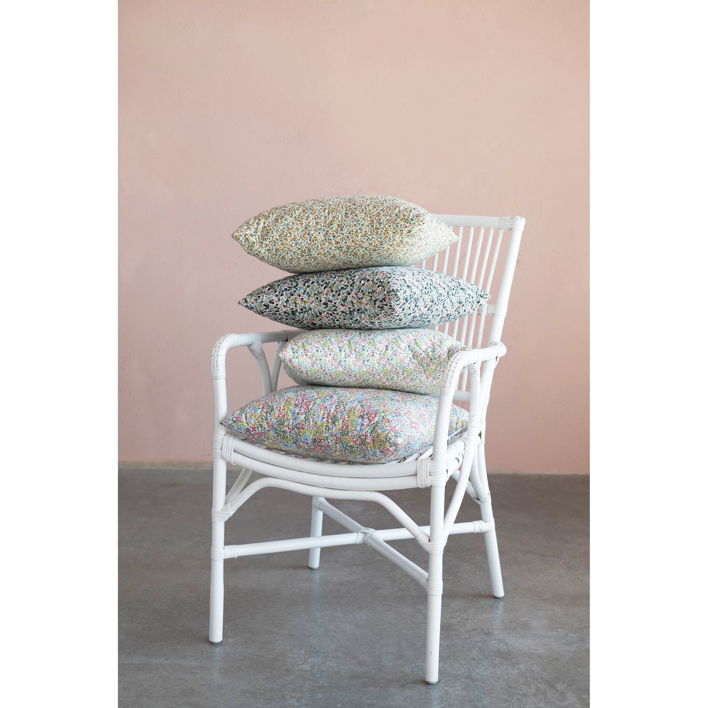 Cotton Printed Pillow with Ditsy Floral Pattern