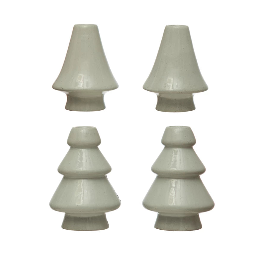 Stoneware Tree Taper Candle Holders