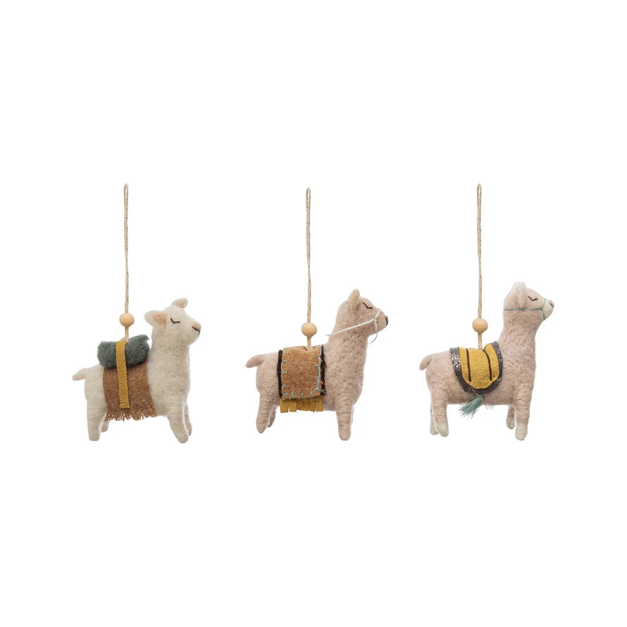 Wool Felt Llama Ornament