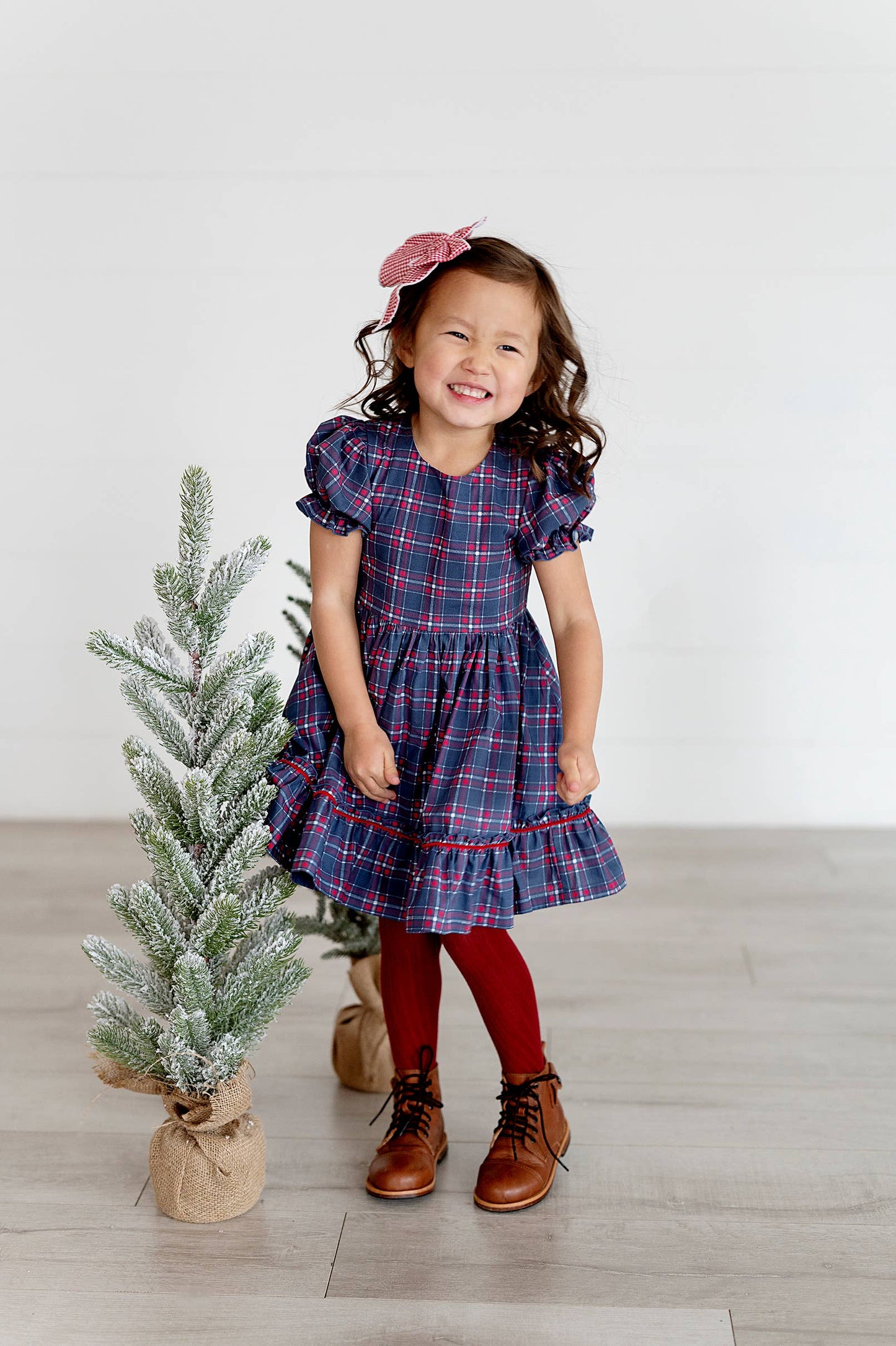 Ollie Jay - Aura Dress in Holiday Plaid | Poplin Cotton Dress: 8