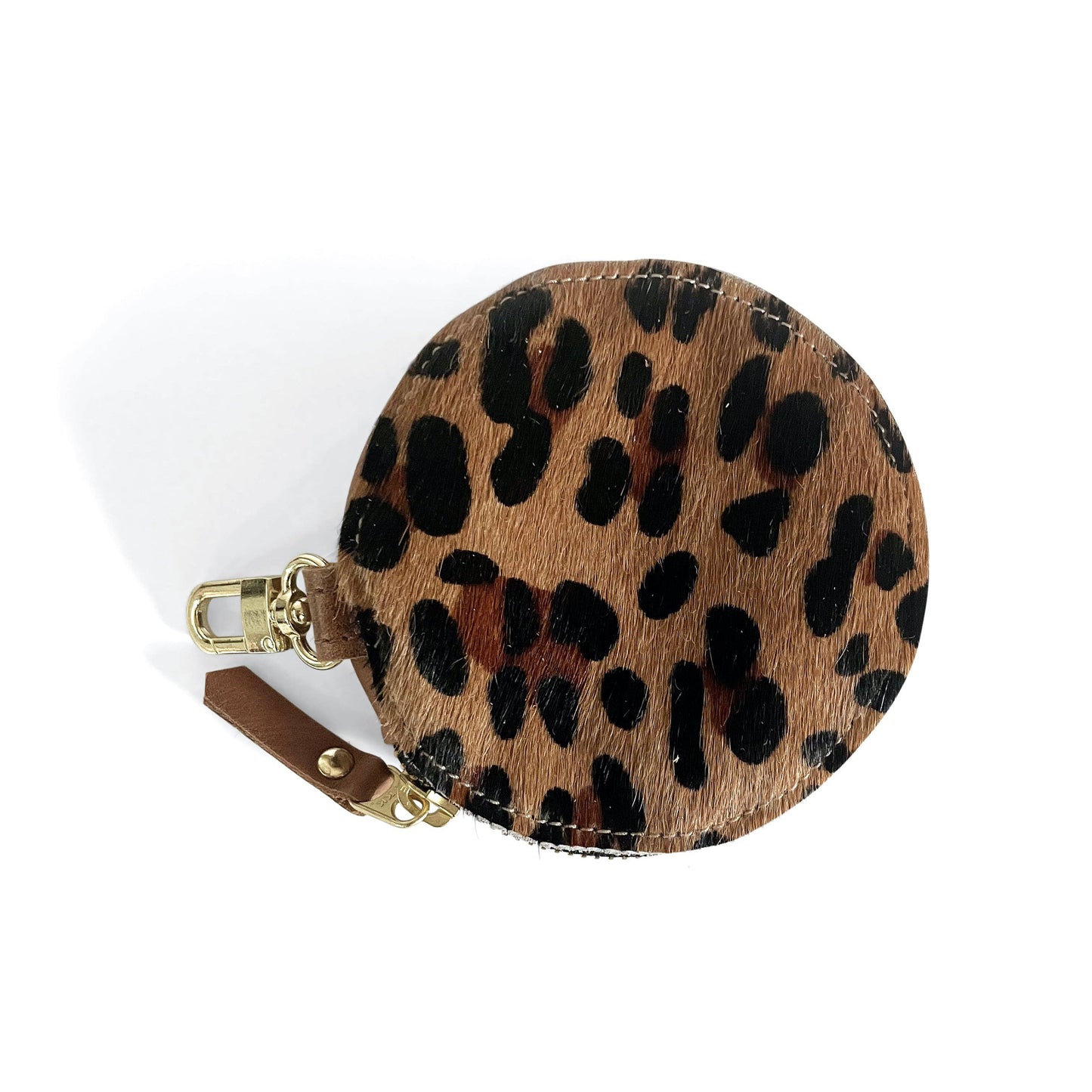 Beaudin Wholesale - Betty | Cowhide & Leather Circle Coin Purse, Gift for Women: Gold