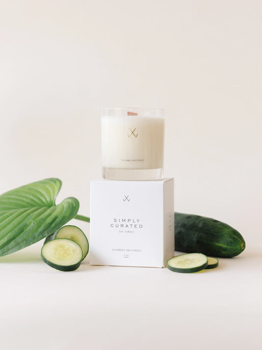 Simply Curated - Cucumber Sweetgrass - 9 oz Soy Candles