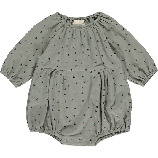 Vignette - Daisy bubble in grey and blue floral: 9-12m