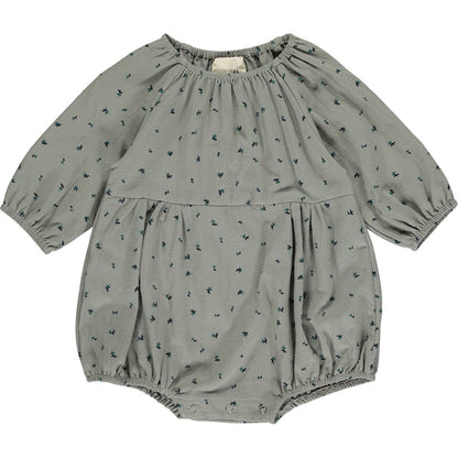 Vignette - Daisy bubble in grey and blue floral: 12-18m