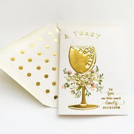 A Toast Gold Embossed Engagement Greeting Card