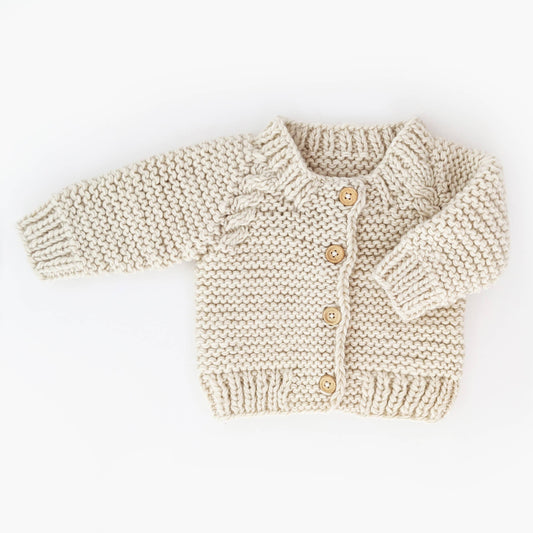 Huggalugs - Natural Garter Stitch Cardigan Sweater Baby & Toddler: 6-12 months