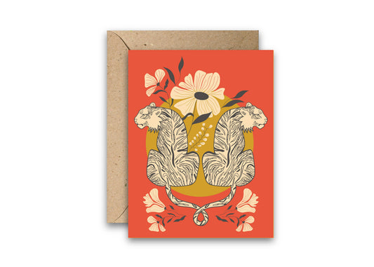 Amicreative - Entwined Tiger Love & Friendship Greeting Card: Single
