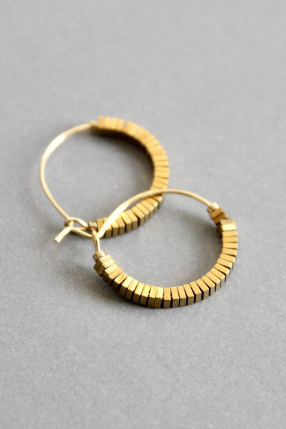 David Aubrey Jewelry - ISLE01 Mini gold hematite hoop earrings