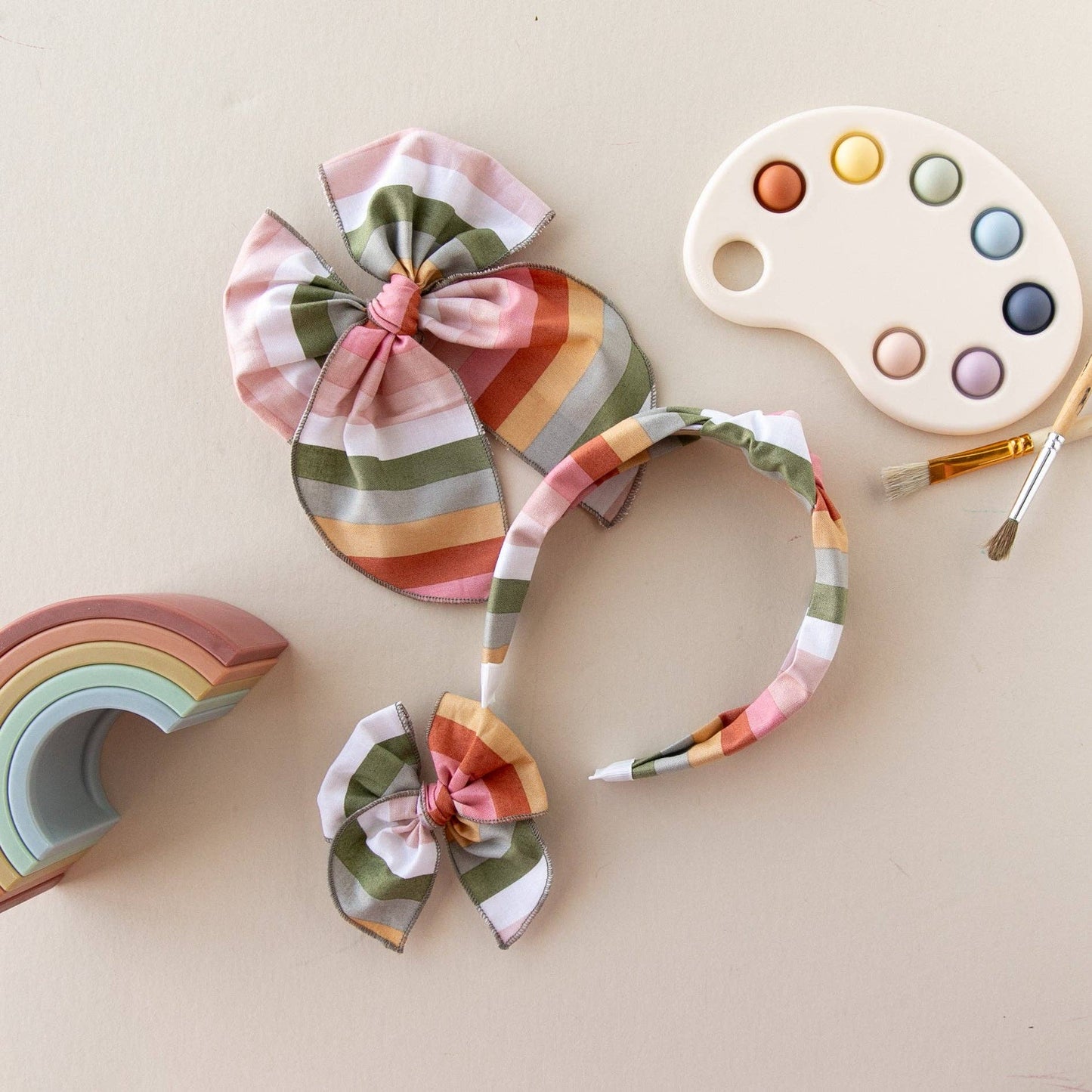 Modern Piggy - Paint The Rainbow | Pigtail Set - Petite Party Bow